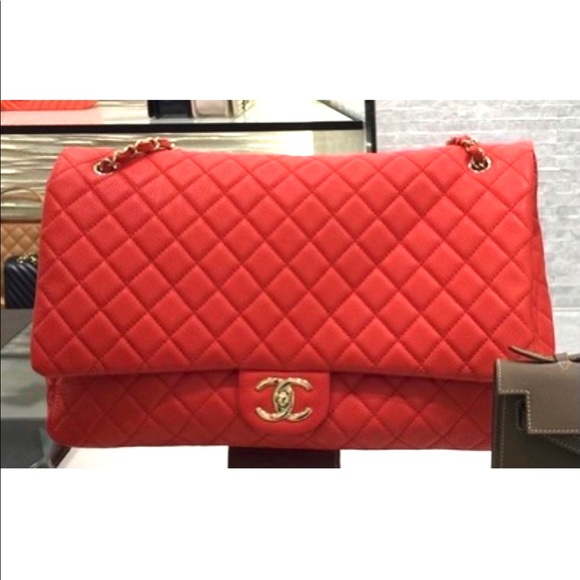 *** SOLD *** Chanel XXL Airline Flap Bag red Gold - Picture 6 of 11
